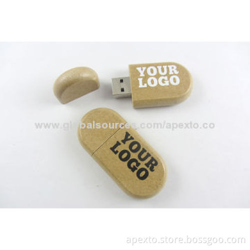 Wood Round USB Stick with 16GB Storage Capacity, Supports Password Protection and Bootable Function